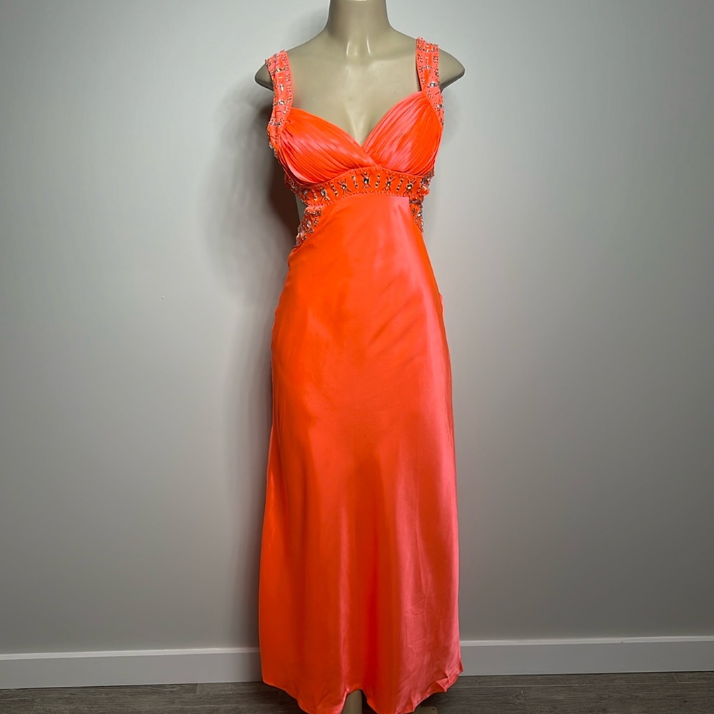 Morgan & Co orange satin gown.  Size 5/6